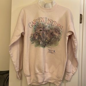 Women’s Pink Sweatshirt with Garden Bunny Design